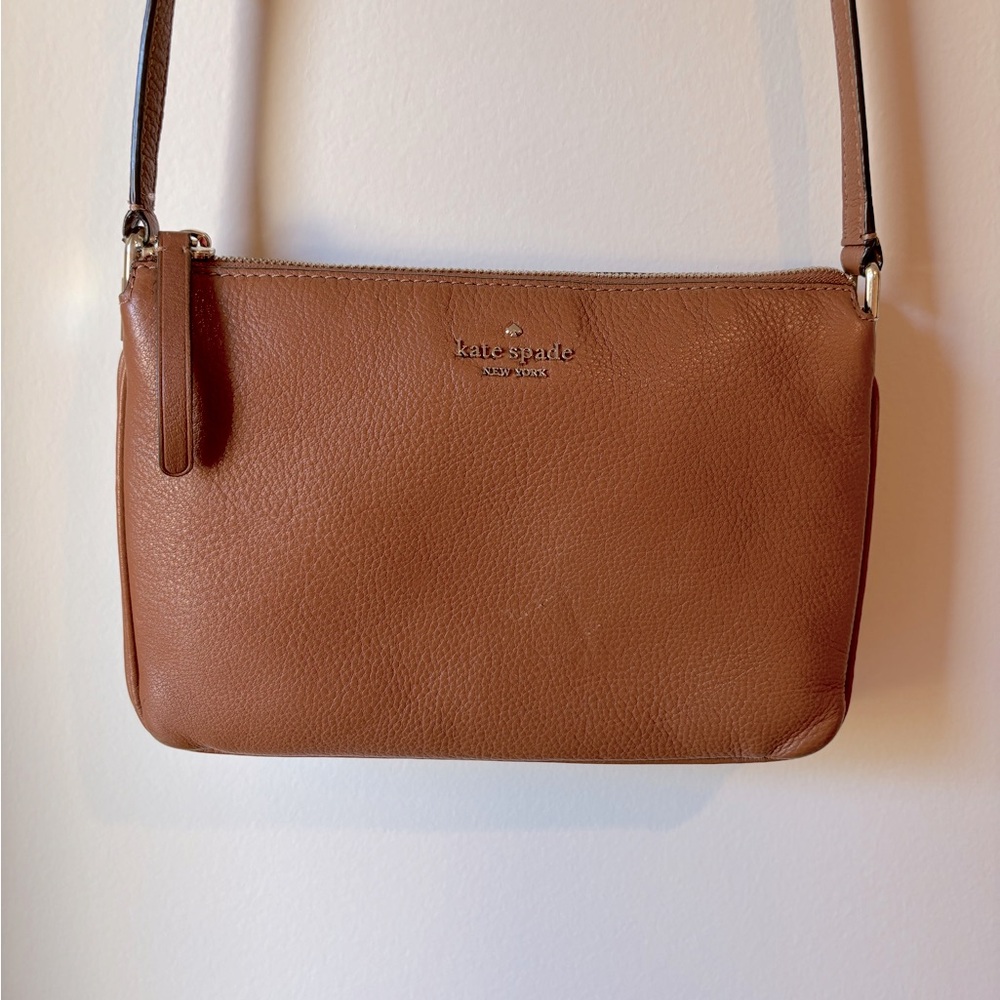kate spade pebble caramel leather cross body bag